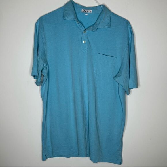 Peter Millar Pacific Blue Short‎ Sleeve Golf Polo in Size Large - Picture 5 of 6